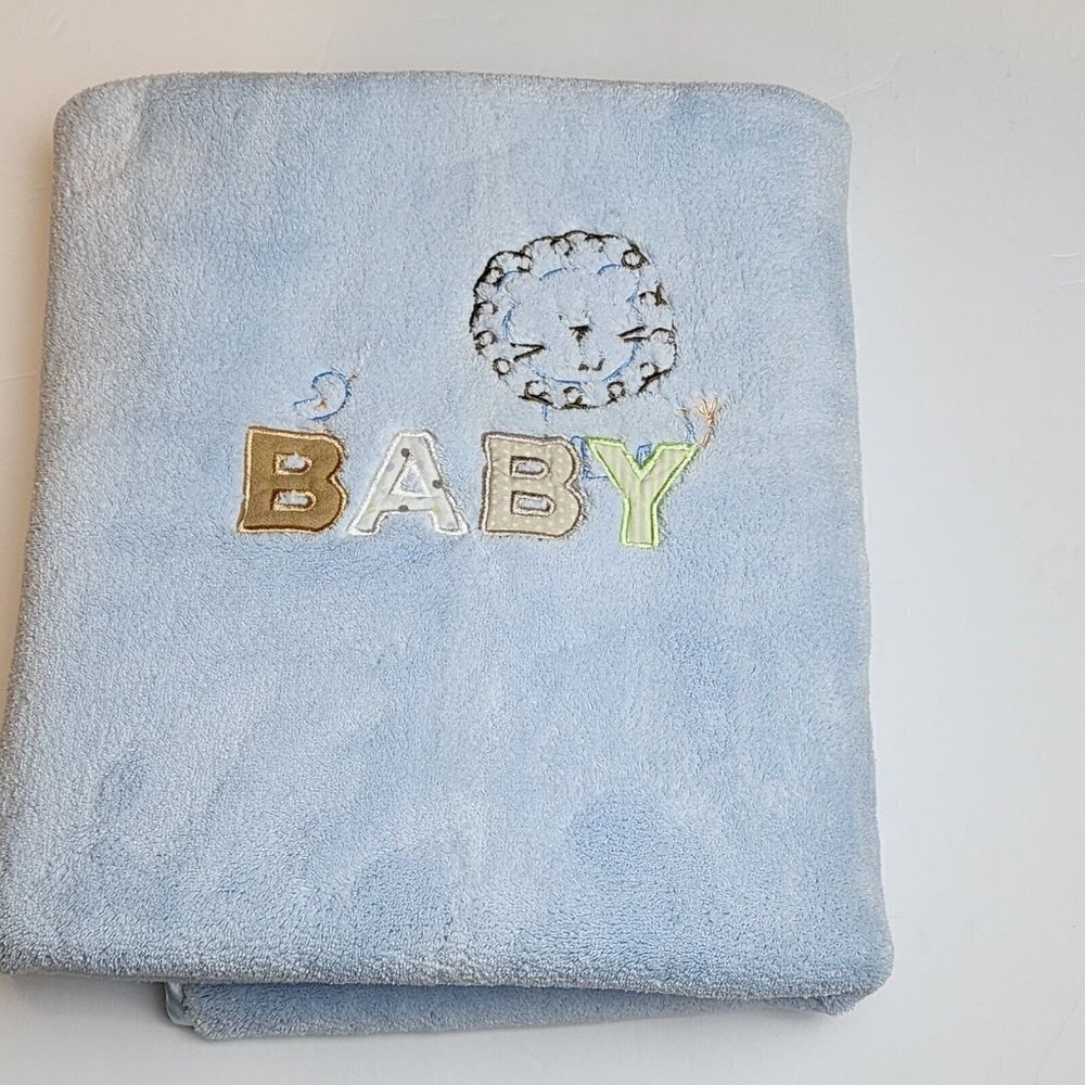 Carters blanket thick warm blue baby boy lion
